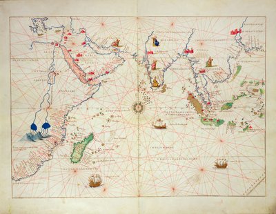 The Indian Ocean, from an Atlas of the World in 33 Maps, Venice by Battista Agnese